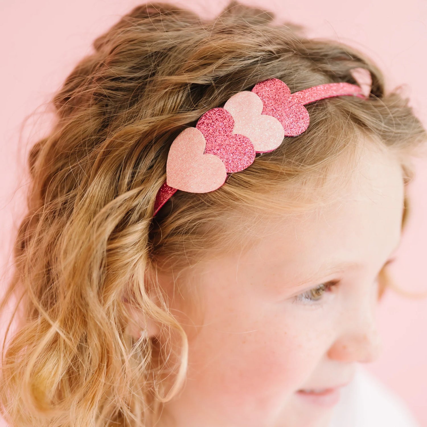 Pink Sparkle Hearts Valentine Headband