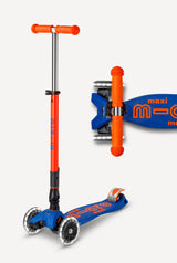 Maxi Deluxe LED Foldable Neon Blaze Orange and Navy Scooter