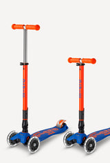 Maxi Deluxe LED Foldable Neon Blaze Orange and Navy Scooter