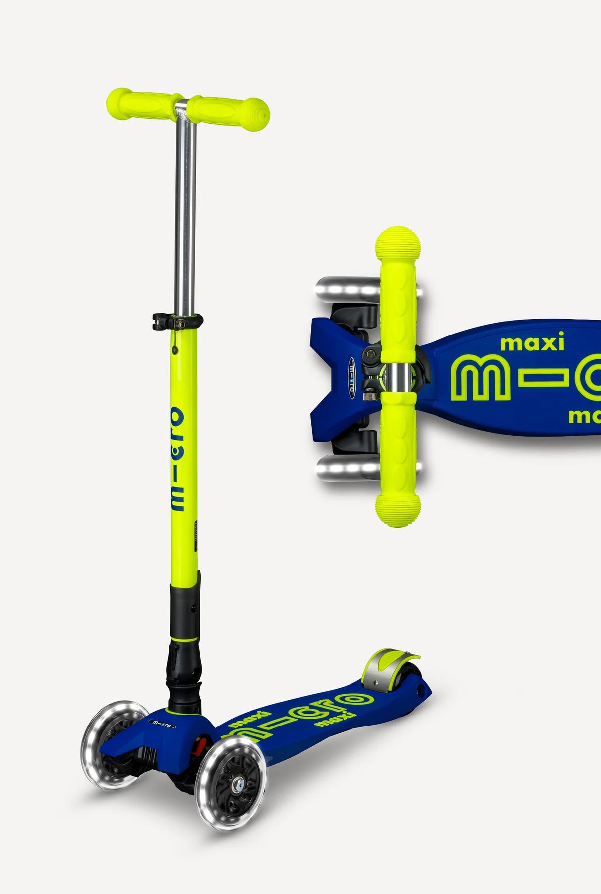 Maxi Deluxe LED Foldable Canary Yellow & Blue Scooter