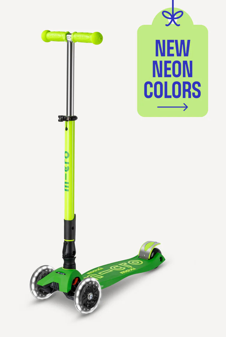 Maxi Deluxe LED Parrot Neon Green Foldable Scooter