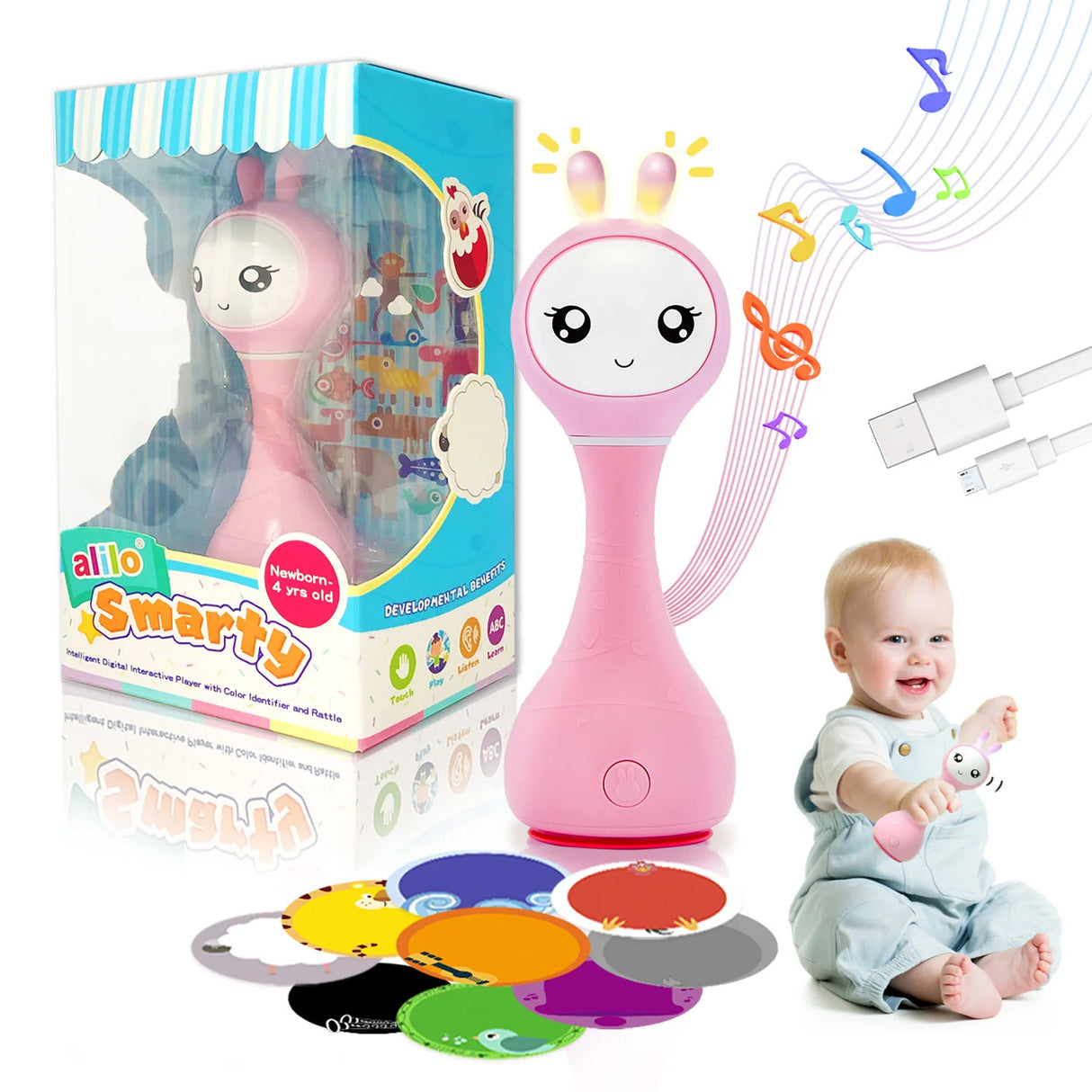 Alilo Smarty Bunny Shake and Tell Rattle Pink