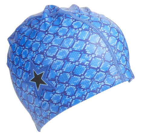 Royal Blue Snake Print With Star Swim Cap