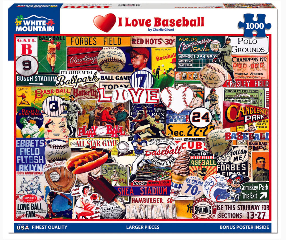 1000 pc I Love Baseball Puzzle