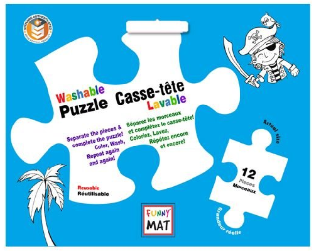 12 pc Pirates Washable Puzzle With Markers