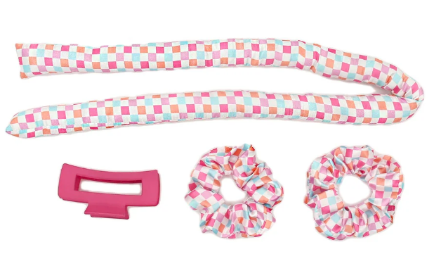 Checkered Satin Curling Set