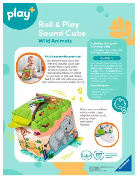 Play+ Roll And Play Sound Cube Wild Animals Ravensburger