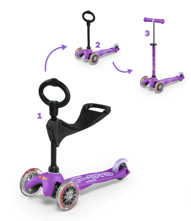 Mini Deluxe 3 in 1 Purple Scooter