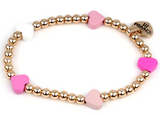 Pink Heart Gold Bead Bracelet