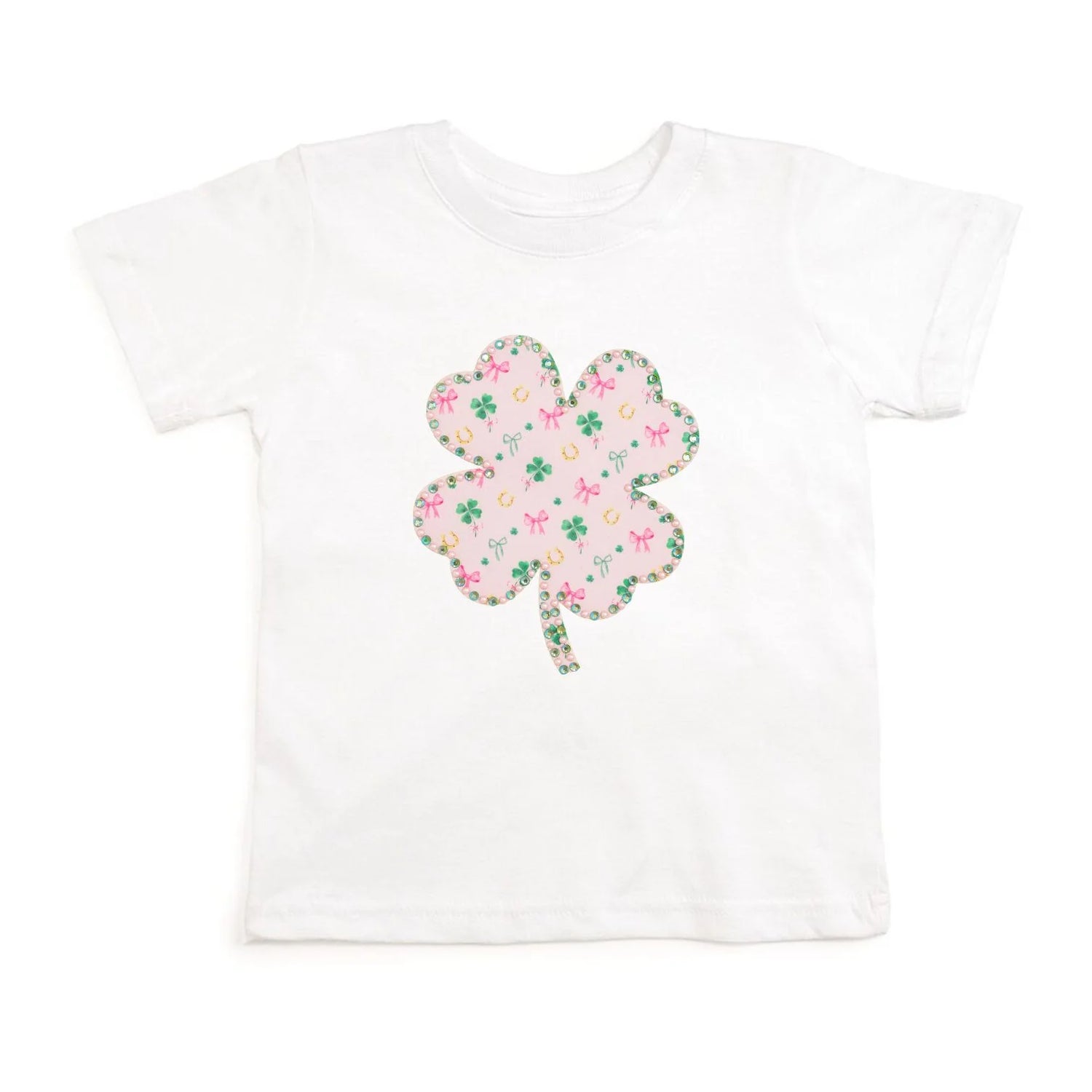 Ditsy Shamrock Patch White Tee Size 2T