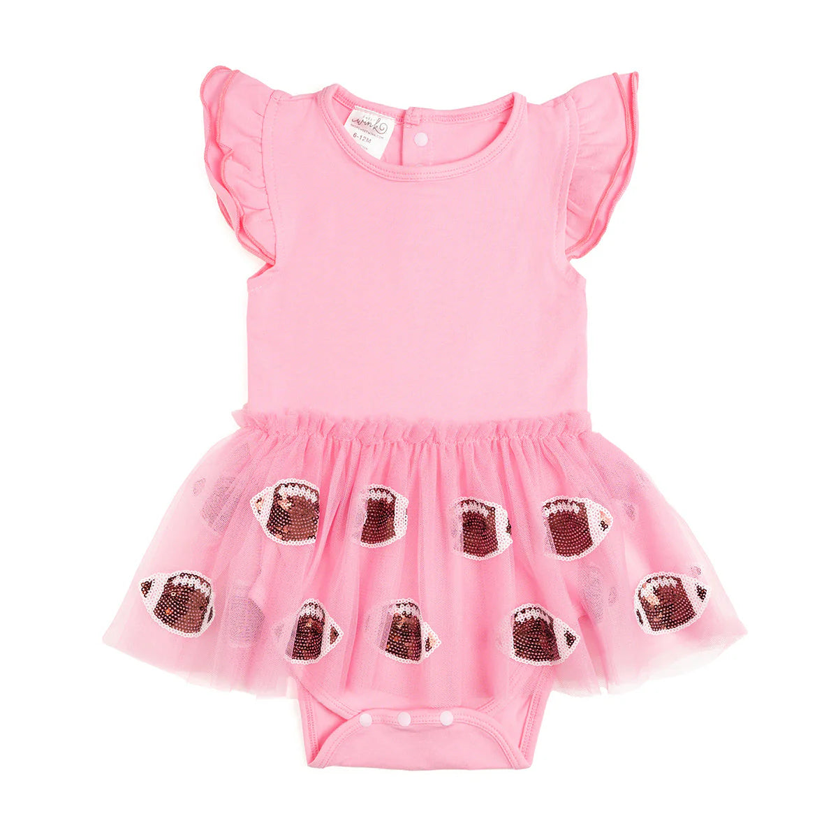 Football Sequin Short Sleeve Tutu Bodysuit 0-3M