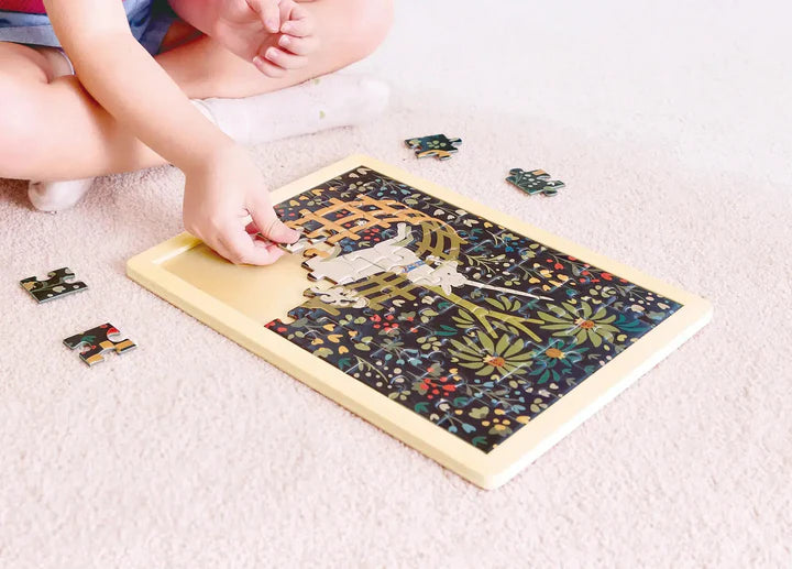 48 pc Unicorn In A Garden Puzzle The Met Series