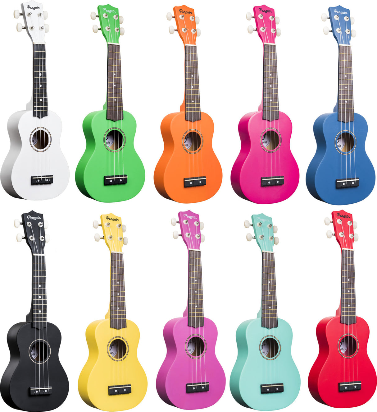  Penguin Tropical Ukulele, Soprano (Purple/Hot Pink)