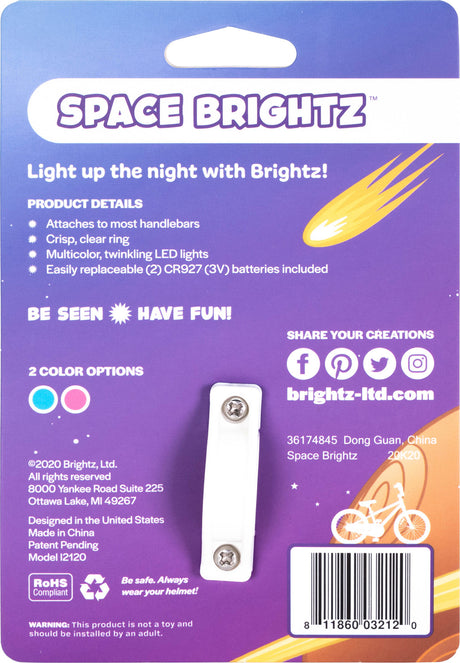 Spacebrightz Pink Kidz Bicycle Bell with Twinkling LEDs