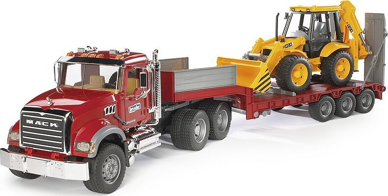 MACK Granite Flatbed Truck with JCB Loader backhoe