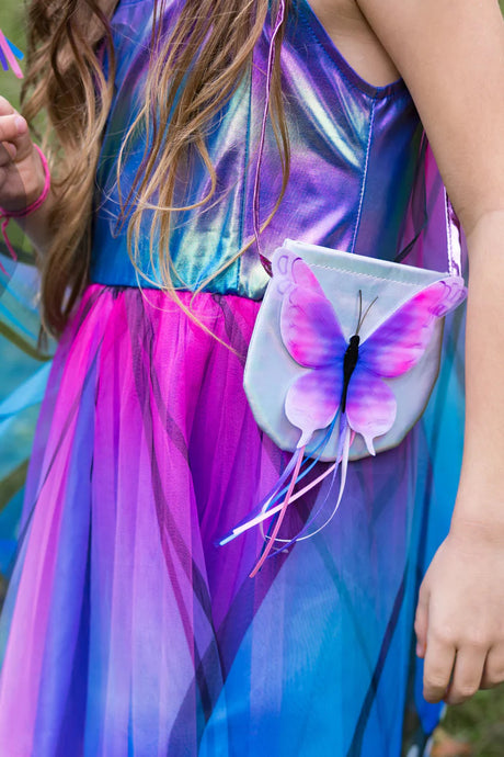 Blue Butterfly Twirl Dress with Wings and Headband (Size 3-4)