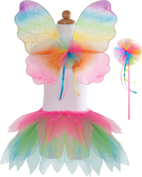 Neon Rainbow Skirt Wings and Wand Set