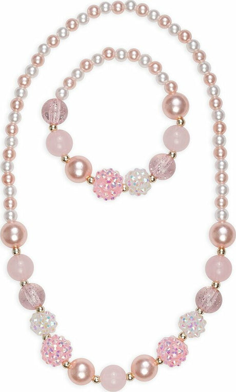 Pinky Pearl Necklace & Bracelet Set