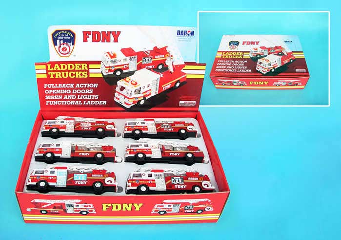 Fdny Pullback Ladder Truck 12 Piece Asst.