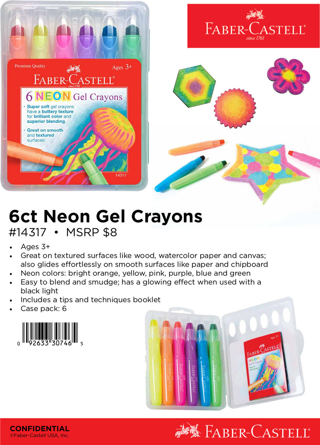 6ct Neon Gel Crayons