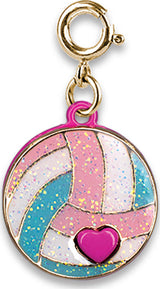 Gold Glitter Volleyball Charm