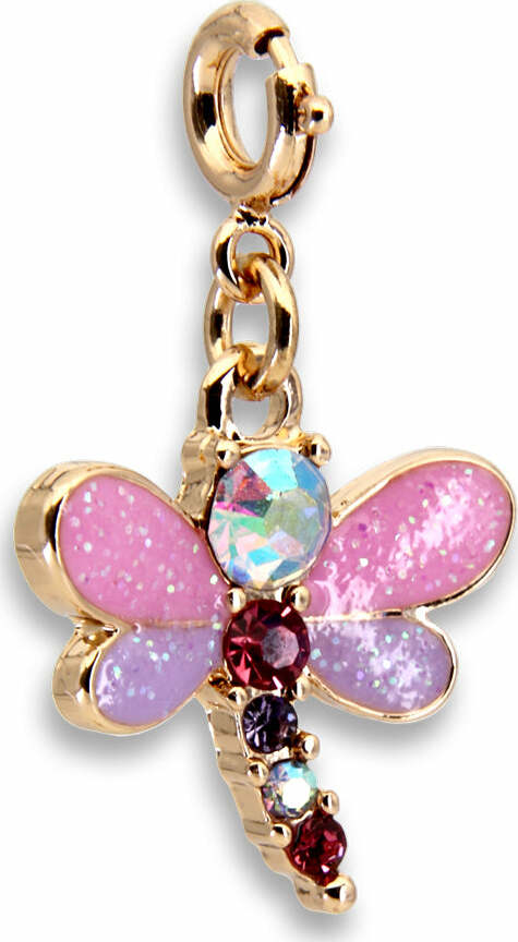 Gold Glitter Dragonfly Charm