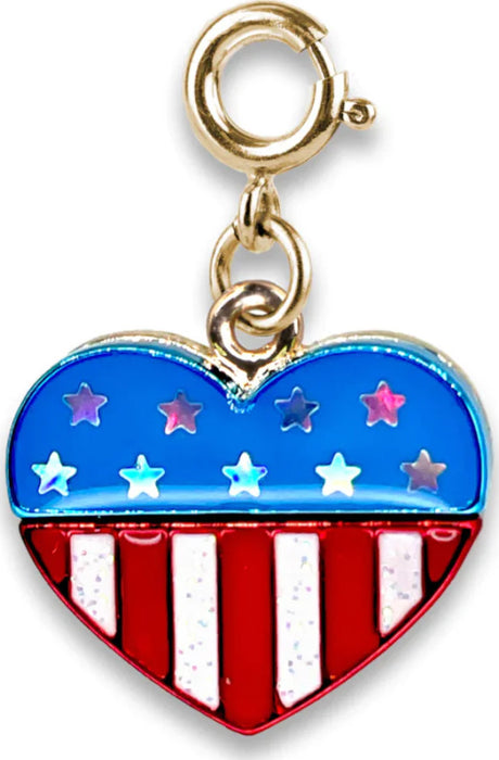 Gold Flag Heart Glitter Charm