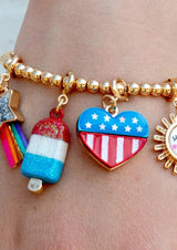 Gold Flag Heart Glitter Charm