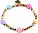 Gold Multi Heart Stretch Bead Bracelet