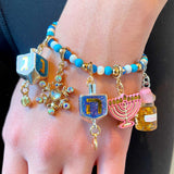 Gold Hanukkah Stretch Bead Bracelet