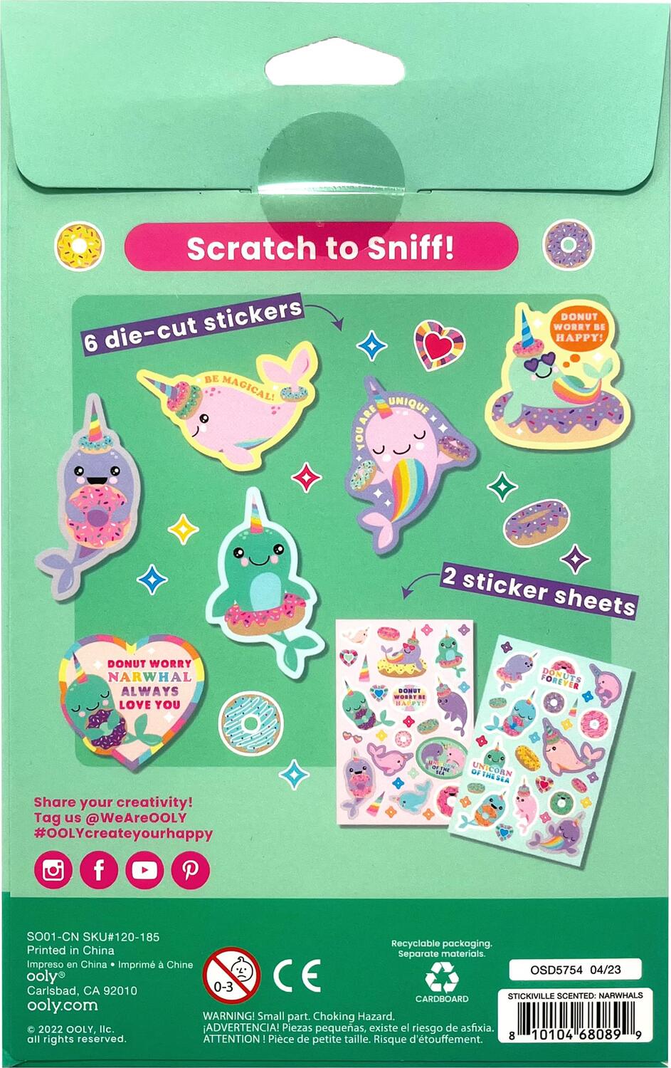 Stickiville Stickers: Nom Nom Narwhals - Scented (2 Sheets & 6 Die-Cut)
(Paper)