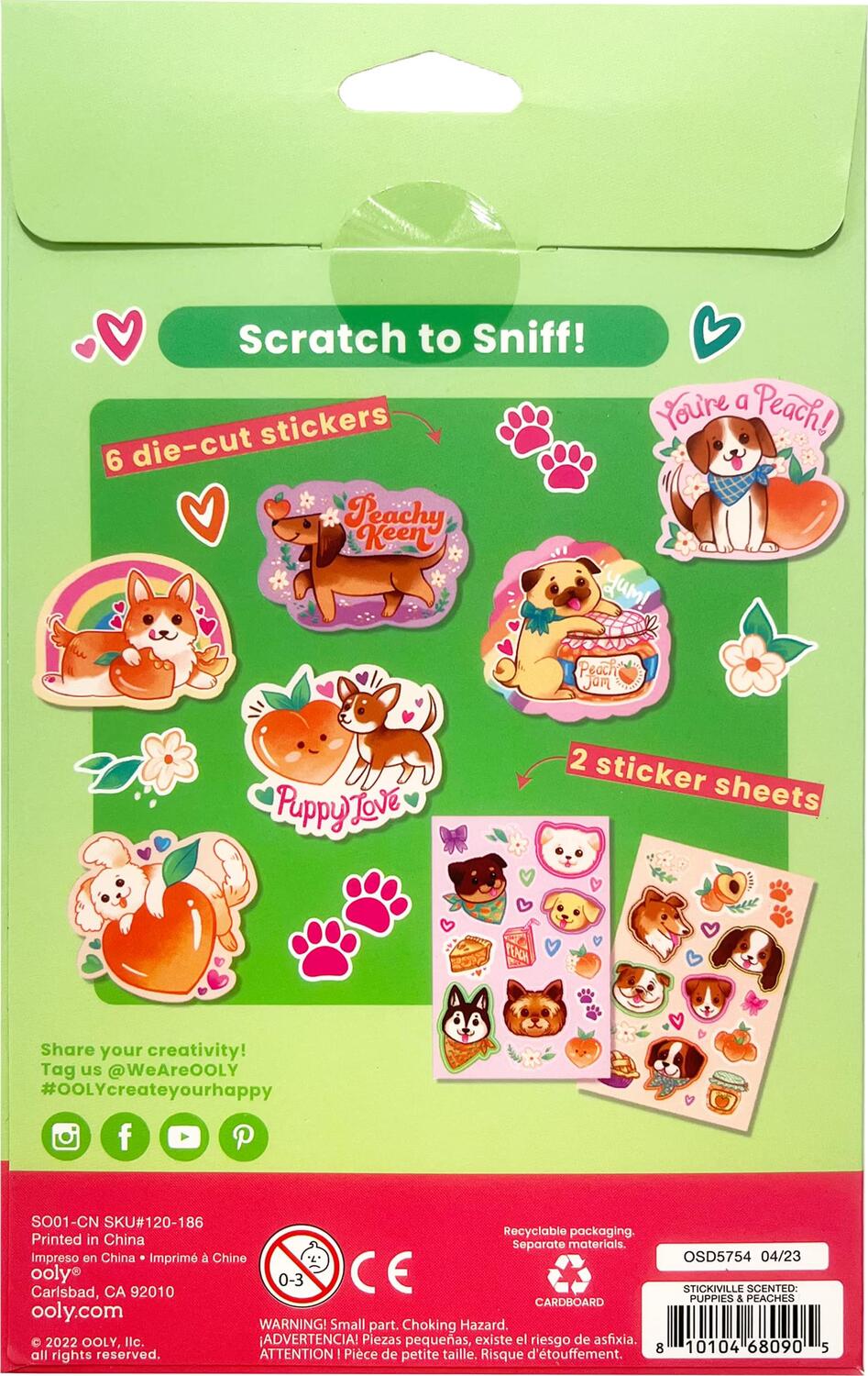 Stickiville Stickers: Puppies & Peaches - Scented (2 Sheets & 6 Die-Cut)
(Paper)