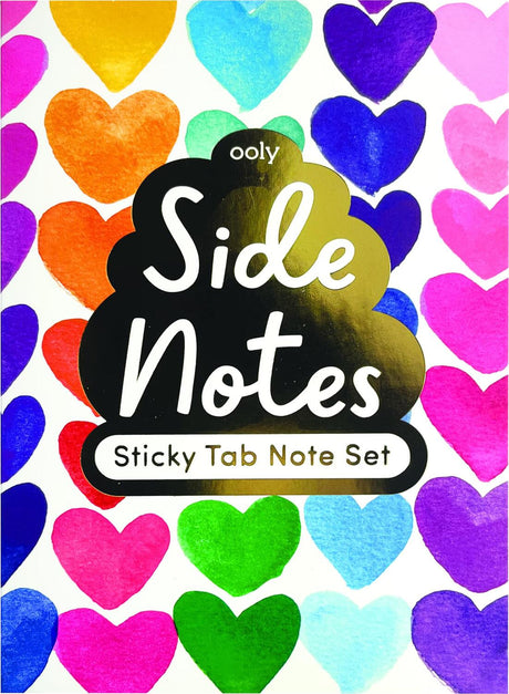 Side Notes Sticky Notes Tab Sets - Rainbow Hearts