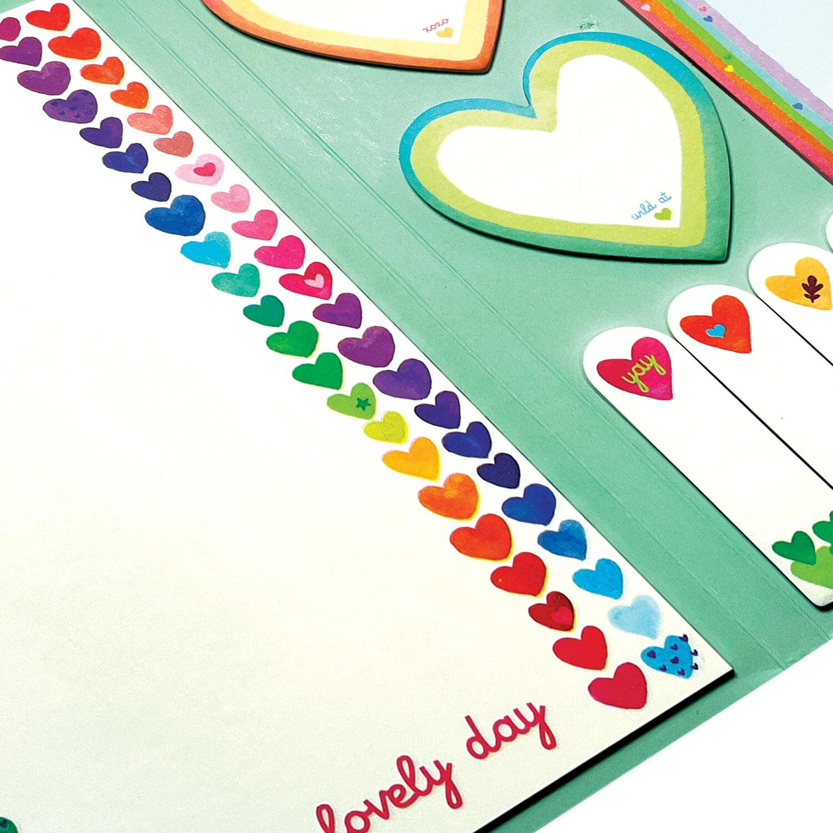 Side Notes Sticky Notes Tab Sets - Rainbow Hearts