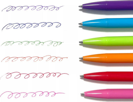 Bright Writers Colored Ink Retractable Ballpoint Pens - Set of 6