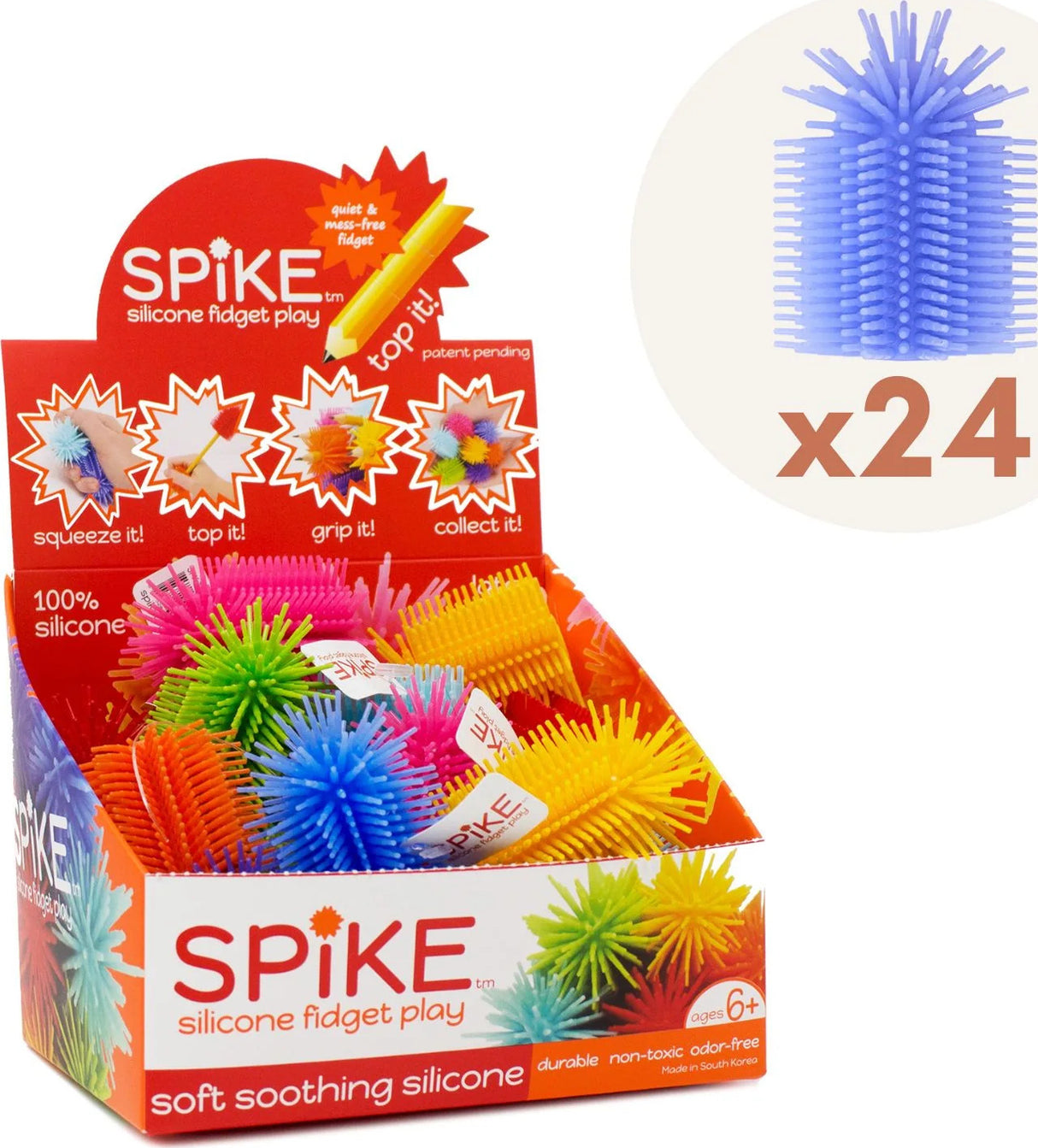 Spike Silicone Fidget Tactile Pencil TOPPER (assorted colors)