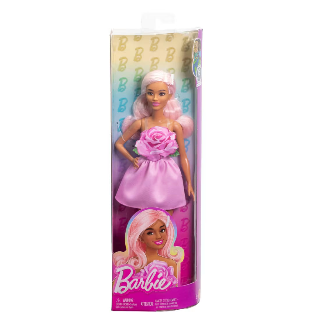 Barbie® Fashionistas Doll #238 in Strapless Rose Dress, Pink Hair With Barrette Accessory