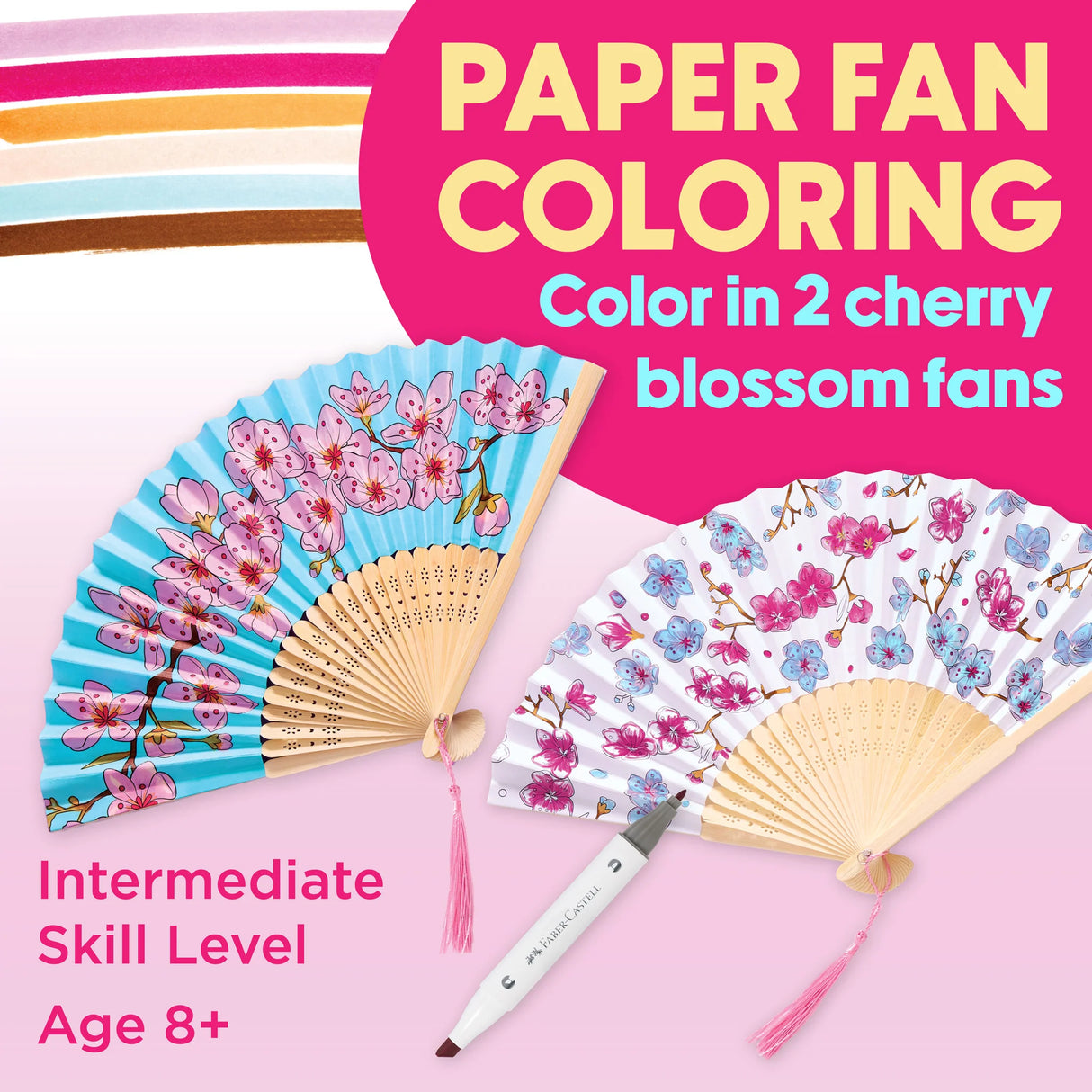 Cherry Blossom Paper Fan Coloring