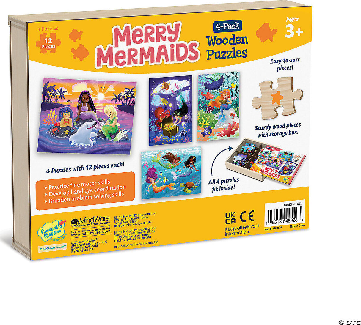 Merry Mermaids 4-Pack Wooden Puzzles