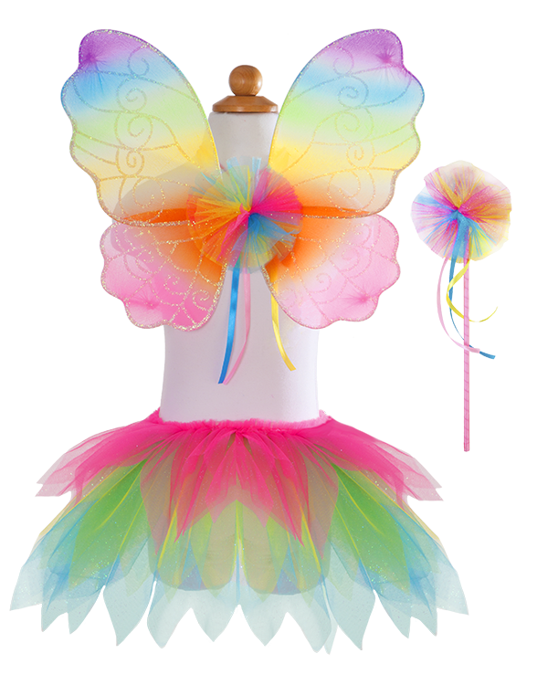 Neon Rainbow Skirt with Wings & Wand