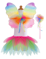 Neon Rainbow Skirt with Wings & Wand