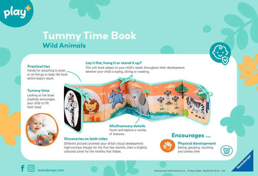 Play+ Wild Animals Tummy Time Book