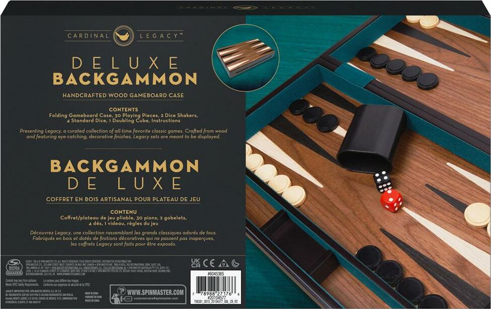 Cardinal Legacy Deluxe Wooden Backgammon Set