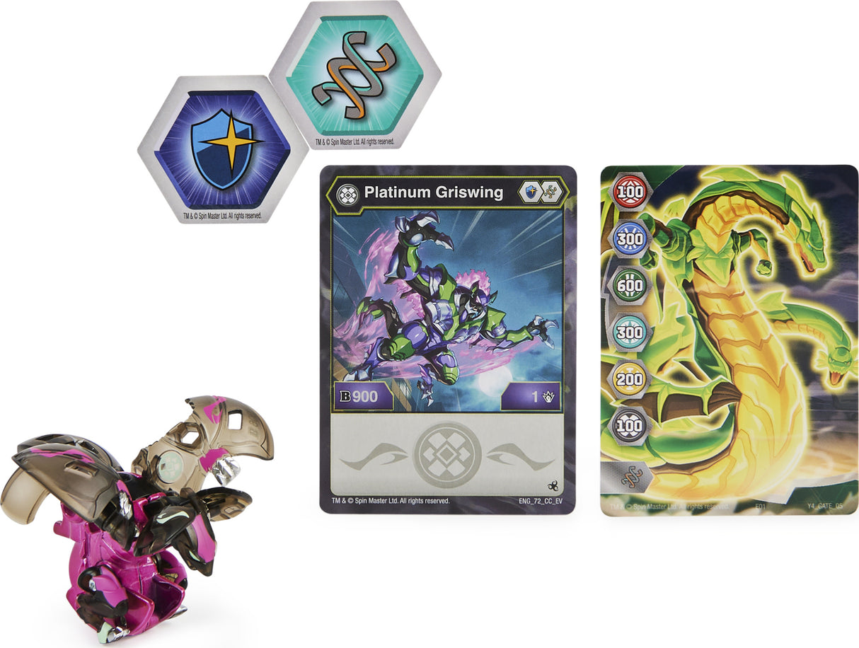 Bakugan Evolutions, Griswing, Platinum Series True Metal, 2 BakuCores and Character Card, Kids Toys for Boys, Ages 6 and Up