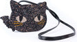 Cat's Meow Black Chunky Glitter Kitty Purse