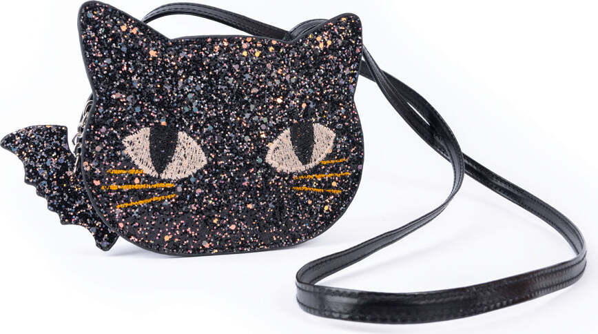 Cat's Meow Black Chunky Glitter Kitty Purse