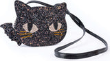 Cat's Meow Black Chunky Glitter Kitty Purse