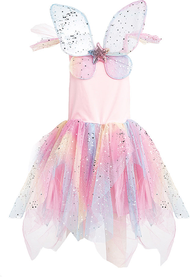Rainbow Fairy Dress & Wings Size 5-6.