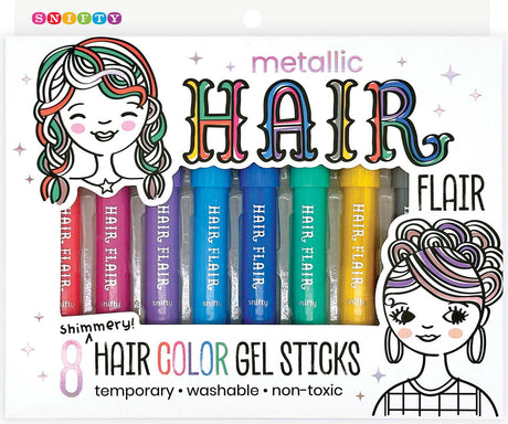 Metallic Hair Flair 8 Hair Shimmery Color Gel Sticks