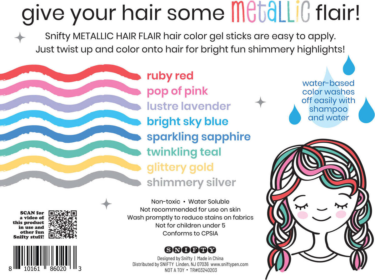 Metallic Hair Flair 8 Hair Shimmery Color Gel Sticks